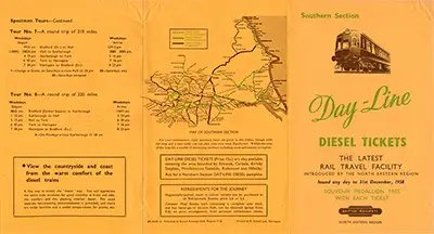 North Day Line Diesel Southern Section handbill September 1958 inside