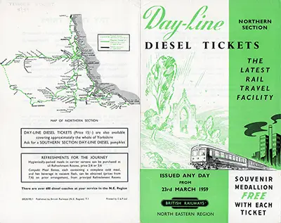 North Day Line Diesel Northern Section handbill March 1959 inside