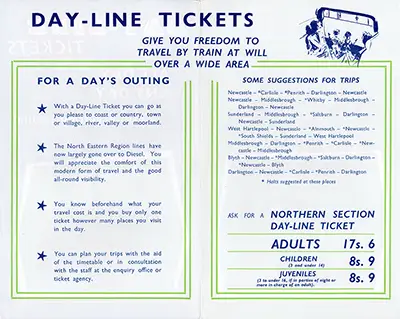 North Day Line Diesel Northern Section handbill March 1961 inside