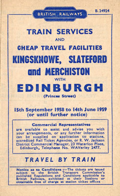 Kingsnowe, Slateford and Merchiston with Edinburgh Princess Street timetable