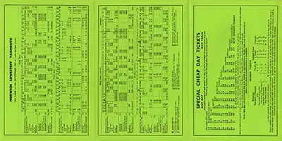 June 1957 Norwich - Lowestoft - Yarmouth timetable rear