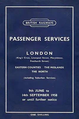 Cover of Eastern Region June 1958 timetable