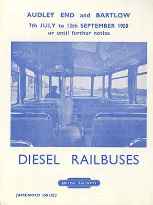 Front of Audley End - Bartlow July 1958 timetable