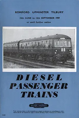 Romford - Upminster June 1959 timetable front