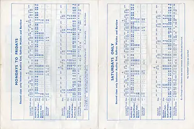 Inside of Audley End - Bartlow November 1959 timetable