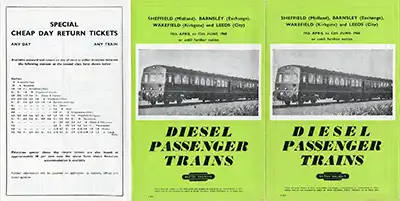 Inside of Sheffield - Barnsley - Wakefield - Leeds June 1958 timetable