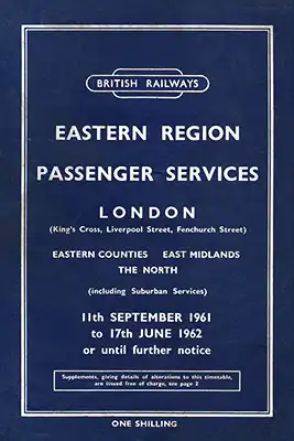 Cover of Eastern Region September 1961 timetable