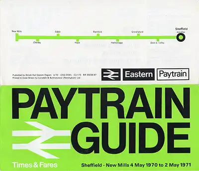 Outside of May 1970 Sheffield - New Mills timetable