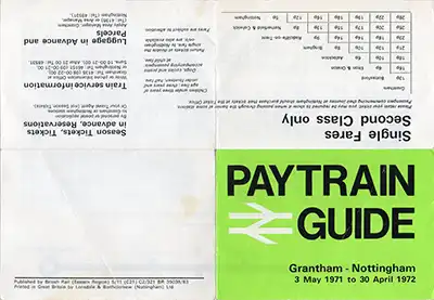 May 1971 Grantham - Nottingham timetable outside