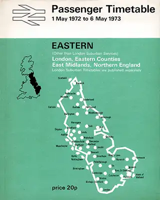 Cover of Eastern Region May 1972 timetable