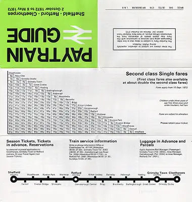 October 1972 Sheffield - Retford - Cleethorpes timetable outside