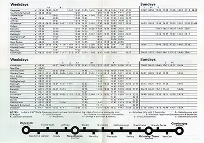 June 1973 Doncaster - Cleethorpes timetable inside