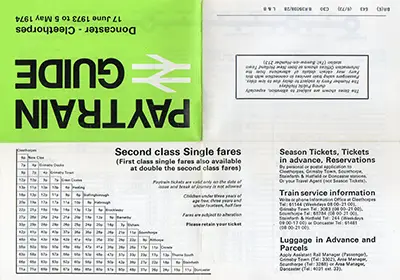 June 1973 Doncaster - Cleethorpes timetable outside