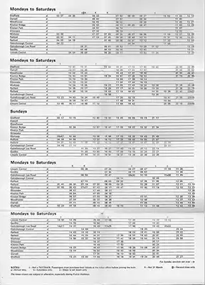 October 1974 Lincoln - Sheffield timetable inside