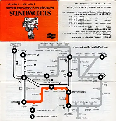 Cambridge - Ipswich May 1976 timetable outside