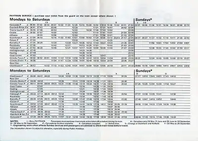 June 1973 Doncaster - Cleethorpes timetable inside