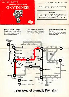 May 1976 Norwich - Ely - Cambridge timetable inside