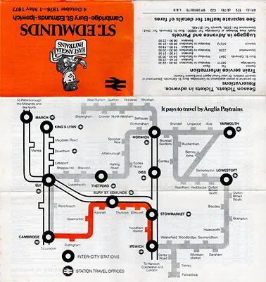 Cambridge - Ipswich October 1976 timetable outside