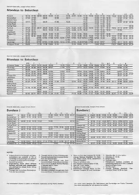 October 1976 Norwich - Ely - Cambridge timetable rear