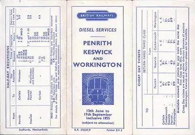Summer 1955 Penrith timetable, front