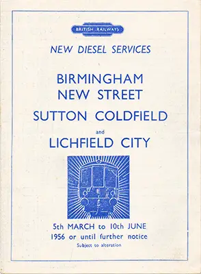 Spring 1956 Birmingham - Lichfield timetable front