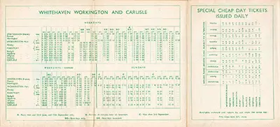 Summer 1956 Workington - Whitehaven - Carlisle timetable inside