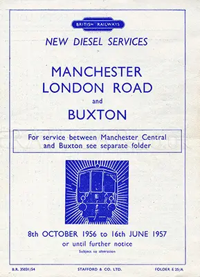 Manchester - Buxton October 1956 timetable cover