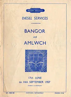 June 1957 Bangor - Amlwch timetable cover