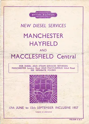 Summer 1957 Manchester - Hayfield - Macclesfield timetable cover