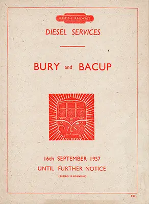 September 1957 Bury - Bacup timetable cover