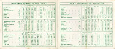 September 1957 Workington - Whitehaven - Carlisle timetable inside