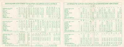 Autumn 1957 Birmingham - Lichfield timetable inside