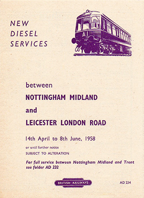 April 1958 Nottingham - Leicester timetable cover