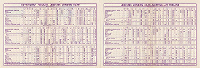 April 1958 Nottingham - Leicester timetable inside