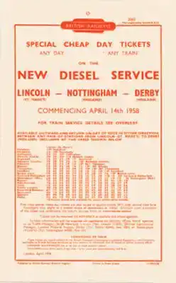 April 1958 Nottingham - Lincoln Cheap Tickets leaflet