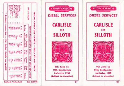 Summer 1958 Silloth timetable front