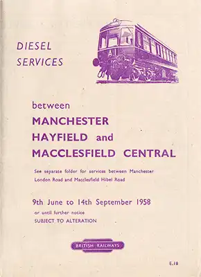 Front of June 1958 Manchester - Hayfield - Macclesfield timetable