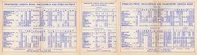 Outside of June 1958 Manchester - Stoke-on-Trent timetable