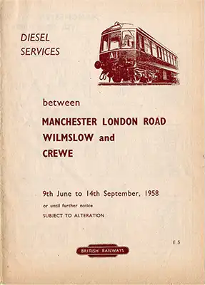 Front of Summer 1958 Manchester - Wilmslow - Crewe timetable