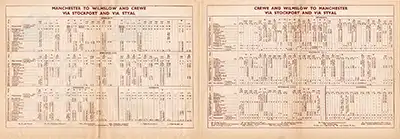 Inside of Summer 1958 Manchester - Wilmslow - Crewe timetable