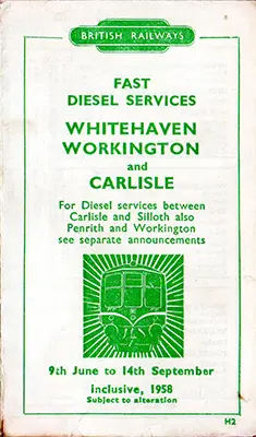June 1958 Workington - Whitehaven - Carlisle timetable cover