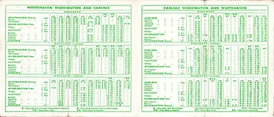 June 1958 Workington - Whitehaven - Carlisle timetable inside