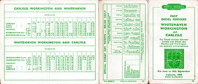June 1958 Workington - Whitehaven - Carlisle timetable outside