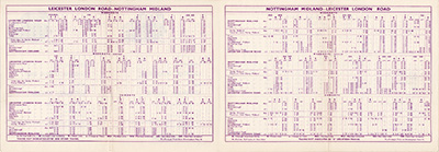 September 1958 Leicester - Nottingham timetable inside