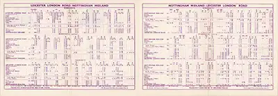 September 1958 Leicester - Nottingham timetable inside