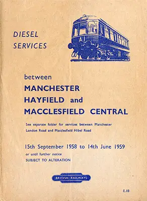 September 1958 Manchester - Hayfield - Macclesfield timetable cover
