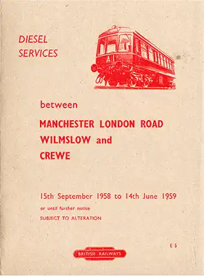 Front of September 1958 Manchester - Wilmslow - Crewe timetable