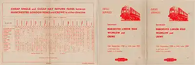 Outside of September 1958 Manchester - Wilmslow - Crewe timetable