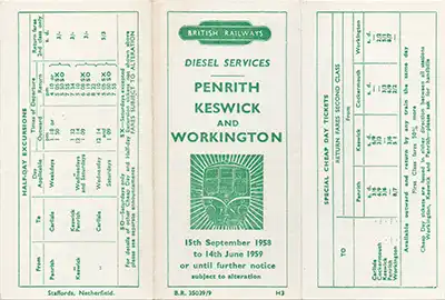 September 1958 Penrith timetable outside