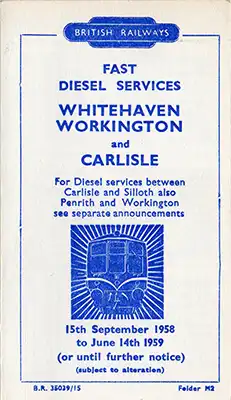 September 1958 Workington - Whitehaven - Carlisle timetable cover